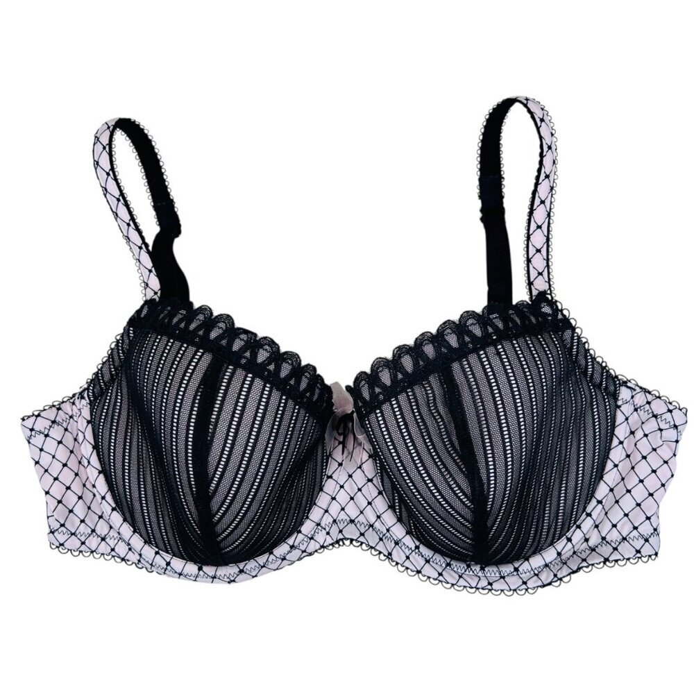 B. Tempted 38D Underwire Balconnette Bra Coquette Flirty Striped Cosplay